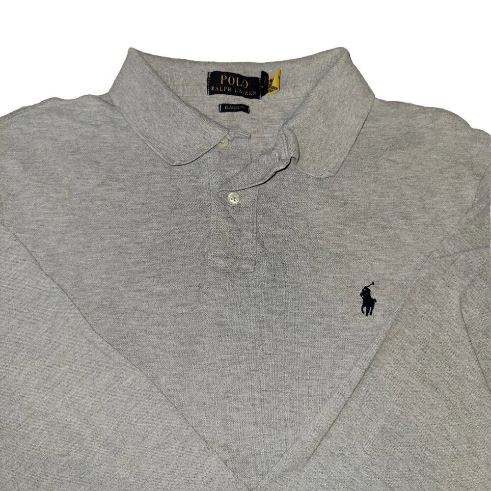 Polo Ralph Lauren Shirt Mens XL Gray Long Sleeve Classic Fit Blue Pony